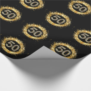 Diamond Number 50 Glitter Bling Confetti gold Wrapping Paper