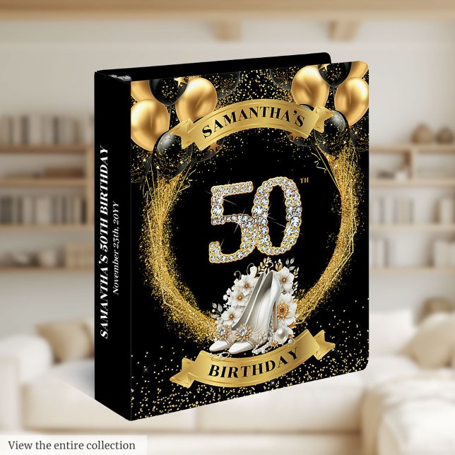 Diamond Numbers 50 Birthday Album Glitter Heels Binder (Diamond Numbers 50 Birthday Album Glitter Heels 3 ring binder )