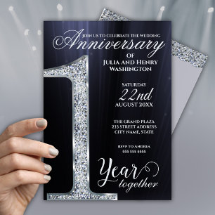 Diamond One Year Together Silver Grey Anniversary Invitation
