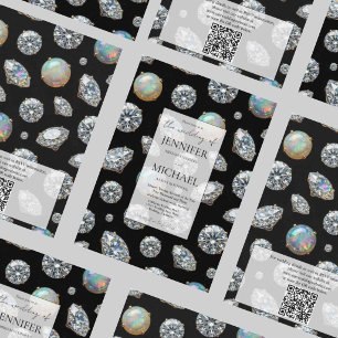 Diamond + Opals Formal Luxury QR Code Wedding Invitation