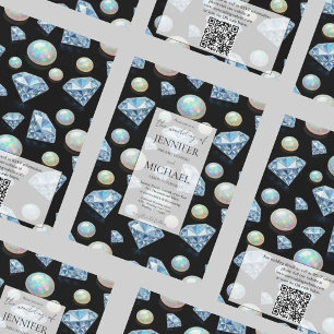 Diamond + Opals Formal Luxury QR Code Wedding Invitation