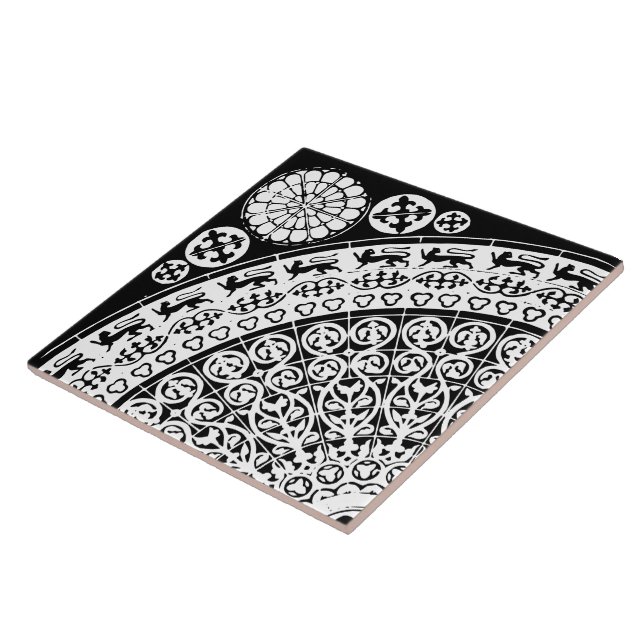 Diamond Orientation Black and White Intricate Tile (Side)