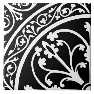 Diamond Oriented Large Print Abstract Black Tile