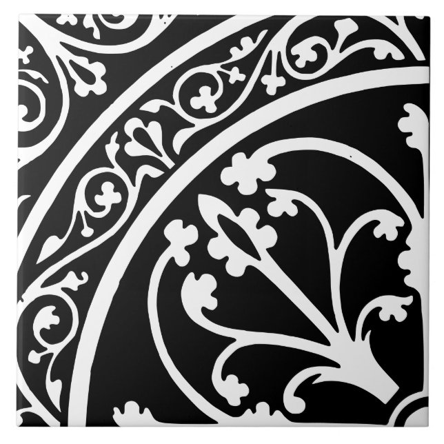 Diamond Oriented Large Print Abstract Black Tile (Front)
