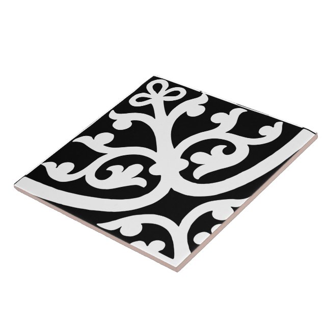 Diamond Oriented Stylish Abstract Black & White Tile (Side)