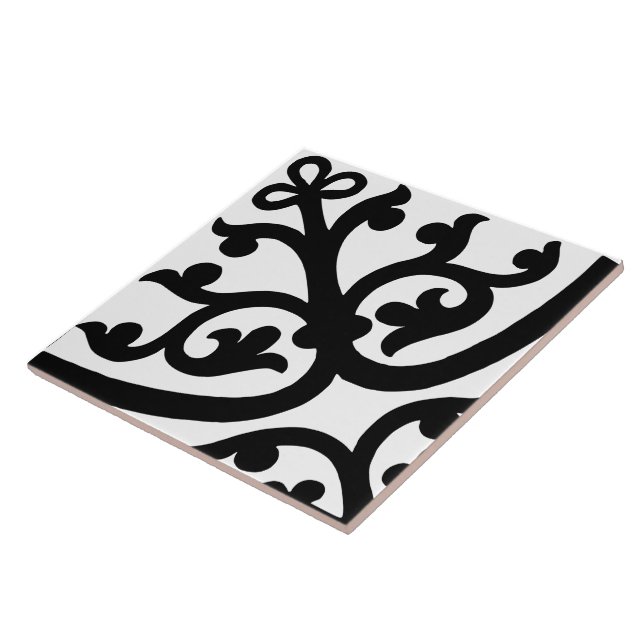 Diamond Oriented Stylish Abstract Black & White Tile (Side)