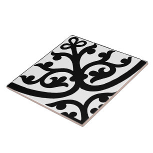 Diamond Oriented Stylish Abstract Black & White Tile