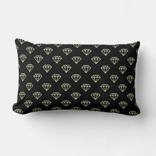 Diamond - Pale Yellow on Black Lumbar Pillow