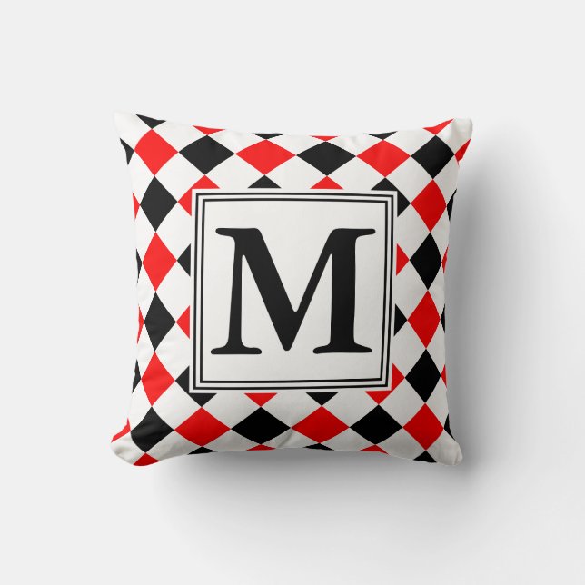 Diamond Pattern #3 Monogrammed Throw Pillow (Front)