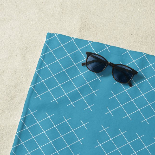 Diamond Pattern Aqua Beach Towel (In Situ)