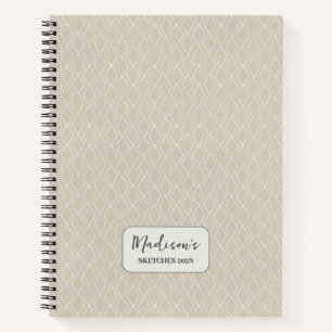 Diamond Pattern Beige OffWhite Personalized Notebook