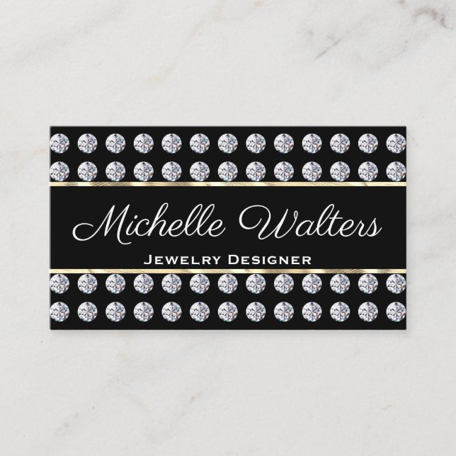 Diamond Pattern | Gold Trim Business Card (Front)