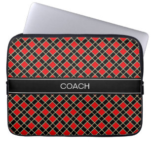 Diamond Pattern in Black and Red & Belt Laptop Sleeve