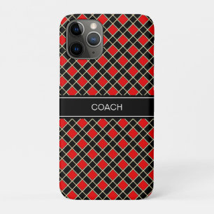 Diamond pattern in black and red iPhone 11 pro case