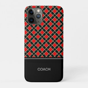 Diamond pattern in black and red iPhone 11 pro case