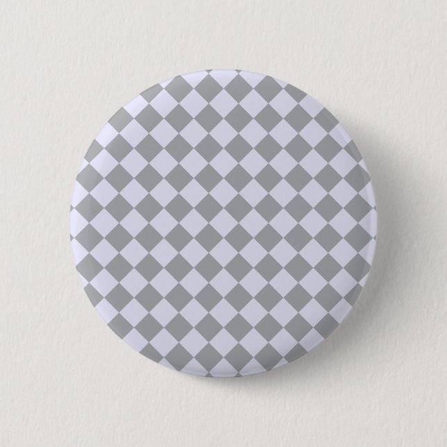 Diamond pattern in grey and lavender 2 inch round button (Front)