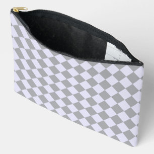Diamond pattern in grey and lavender accessory pouch
