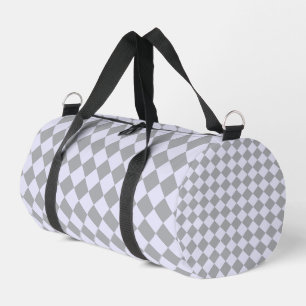 Diamond pattern in grey and lavender duffle bag