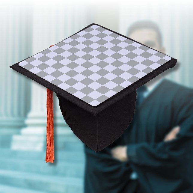 Diamond pattern in grey and lavender graduation cap topper (Creator Uploaded)