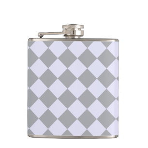 Diamond pattern in grey and lavender hip flask