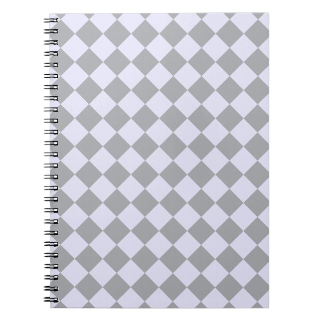 Diamond pattern in grey and lavender notebook (Front)