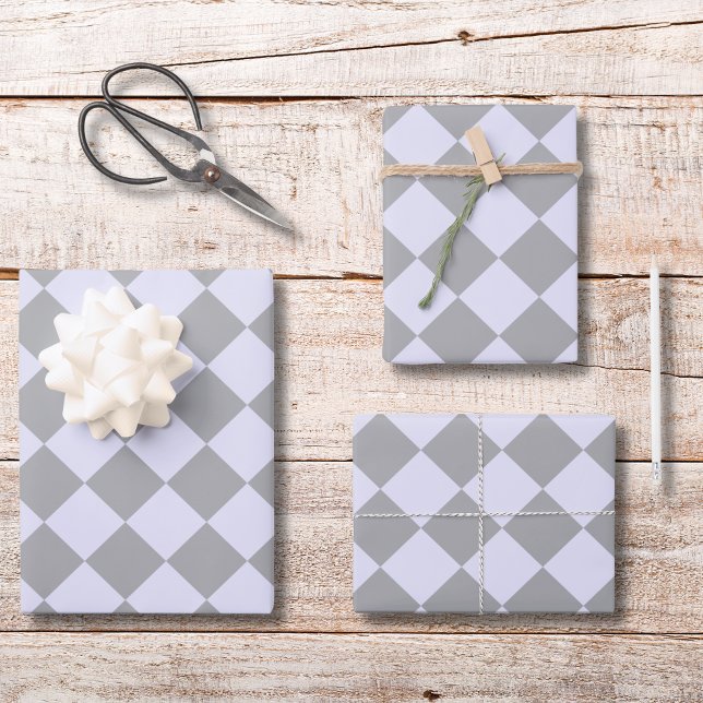 Diamond pattern in grey and lavender wrapping paper sheet (Creator Uploaded)