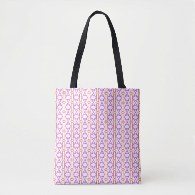 Diamond Pattern in Violet, Coral &  White Tote Bag (Front)
