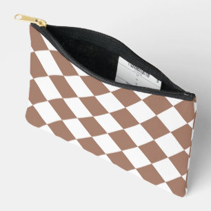 Diamond Pattern in White and Mocha Mousse Accessory Pouch