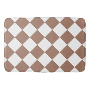 Diamond Pattern in White and Mocha Mousse Bath Mat