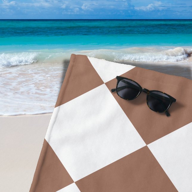 Diamond Pattern in White and Mocha Mousse Beach Towel (Creator Uploaded)