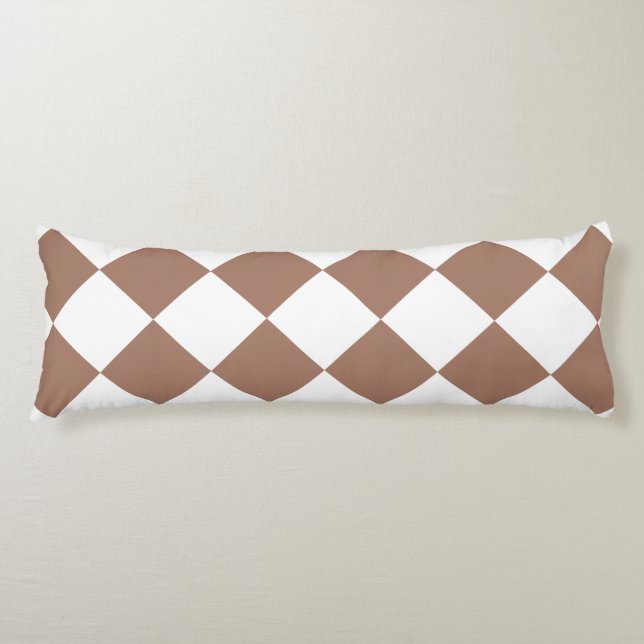 Diamond Pattern in White and Mocha Mousse Body Pillow (Front)