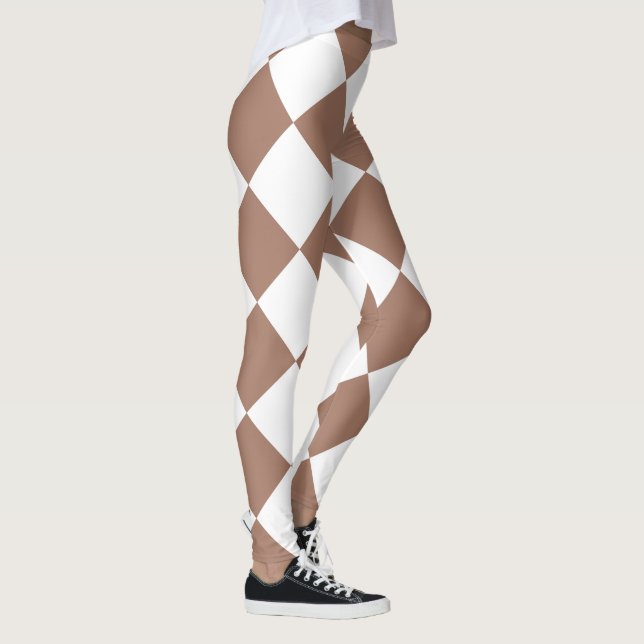 Diamond Pattern in White and Mocha Mousse Leggings (Right)