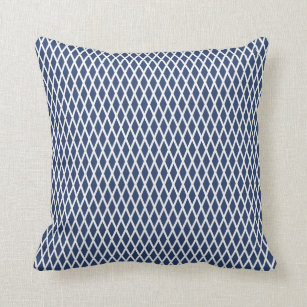 Diamond pattern, modern, simple, navy blue, white throw pillow