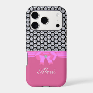 Diamond pattern & name calligraphy on rose gold