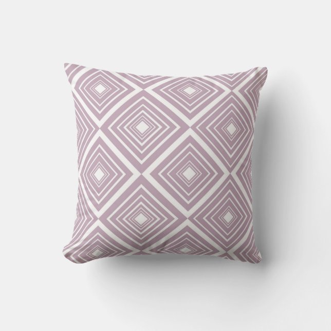 Diamond Pattern Purple and White Throw Pillow (Front)