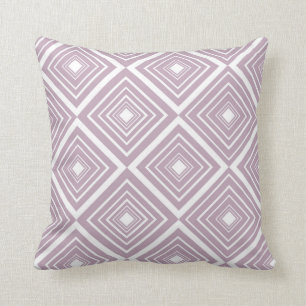 Diamond Pattern Purple and White Throw Pillow