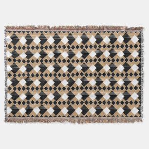 Diamond Pattern   Tan and Black Throw Blanket
