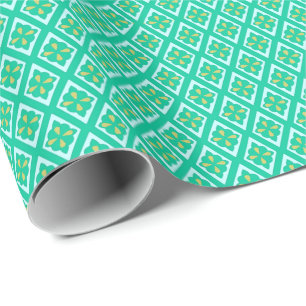 Diamond pattern - teal green and aqua wrapping paper