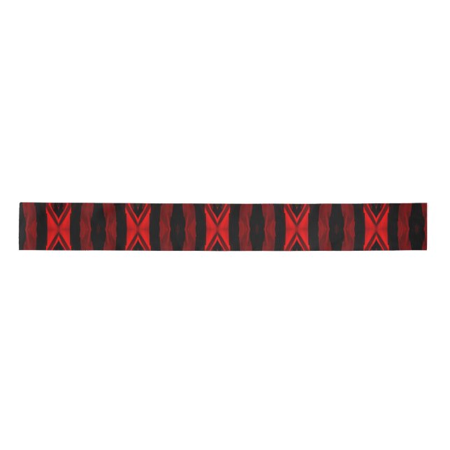 Diamond Pattern Vertical Stripe Red Black Satin Ribbon (Front)