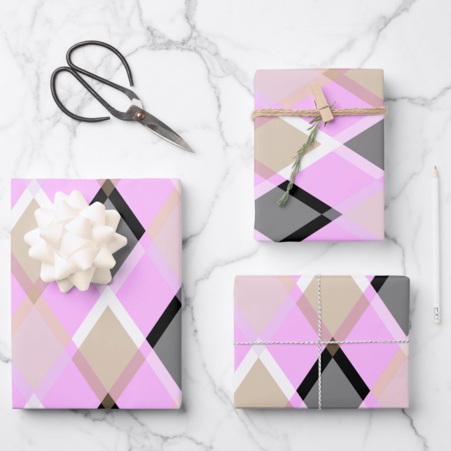 Diamond pattern wrapping paper lilac (Front)