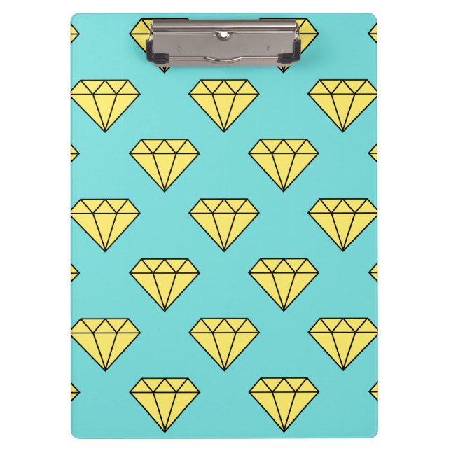 Diamond Pattern - Yellow & Turquoise Clipboard (Front)