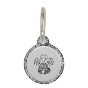 Diamond Paw Print Pet Tag