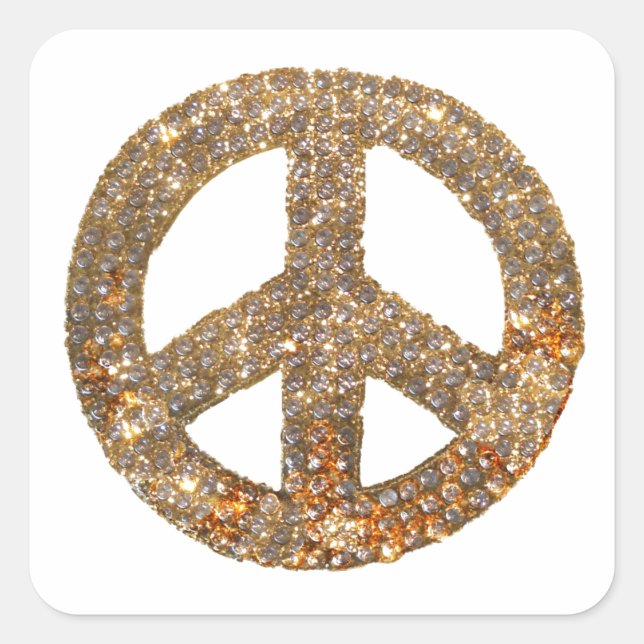 Diamond Peace Sign Square Sticker (Front)