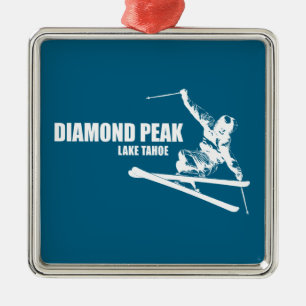 Diamond Peak Lake Tahoe Skier Metal Ornament