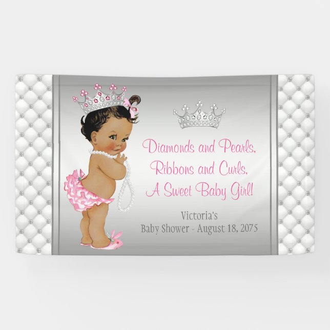 Diamond Pearl Ethnic Princess Baby Shower Banner (Horizontal)