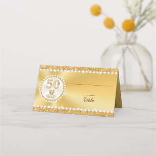 Diamond Pearls, 50th Anniversary, Gold Place Cards
