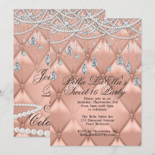 Diamond, Pearls and Bling Party Invitations