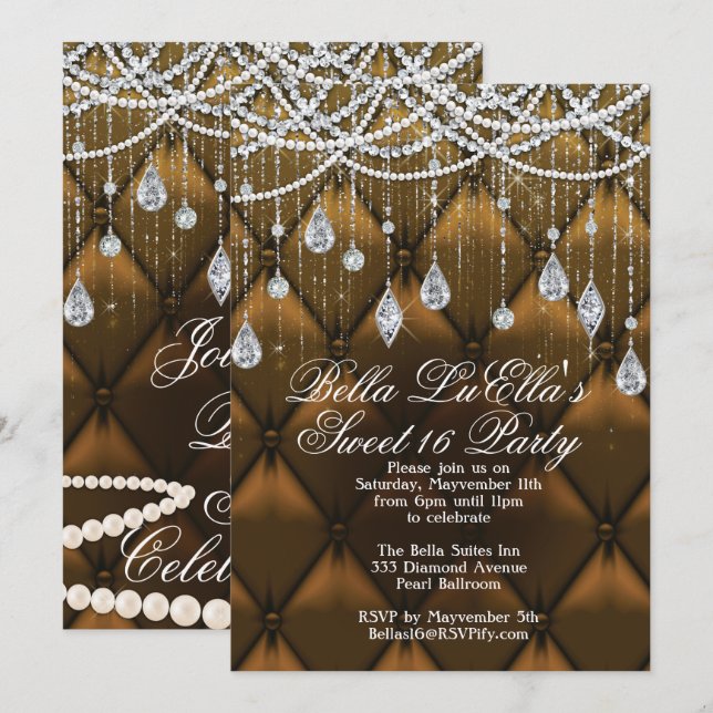 Diamond, Pearls and Bling Party Invitations (Front/Back)