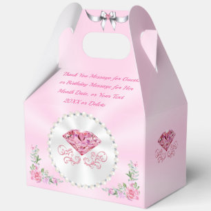 Diamond Pearls Personalize, Pink Party Favour Boxe Favor Box