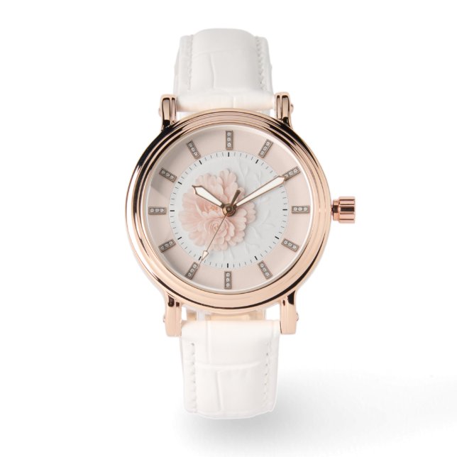 Diamond Peony Pastel Pink Watch (Front)